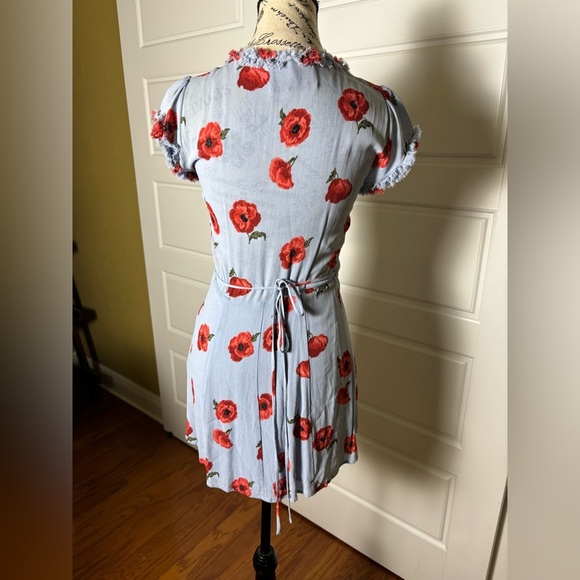 Reformation Garnet Wrap Dress Size Small Blue Poppy - Picture 6 of 8